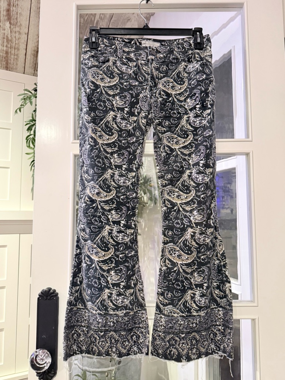 Free People Corduroy Stretch Paisley Flare Bell Bottom Low Rise Pants